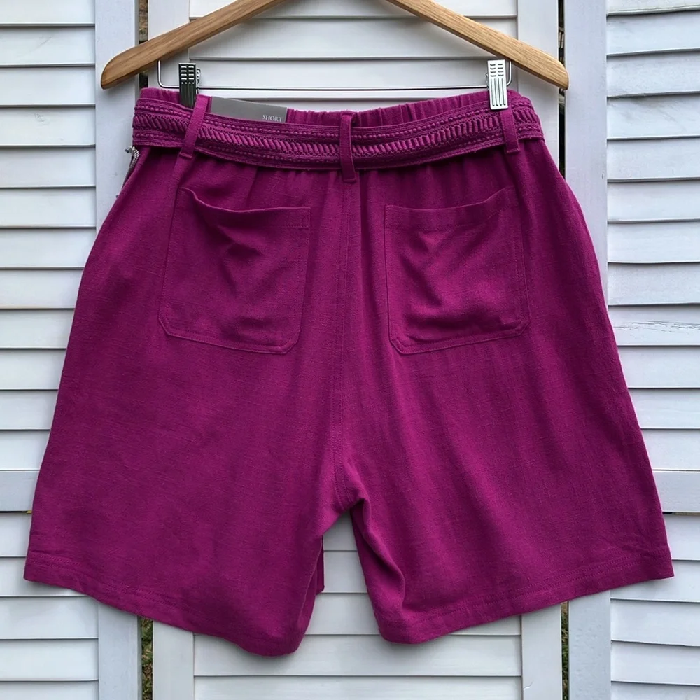 Soft Surroundings Summer Breeze Soft Linen Blend Shorts Fuchsia NWT